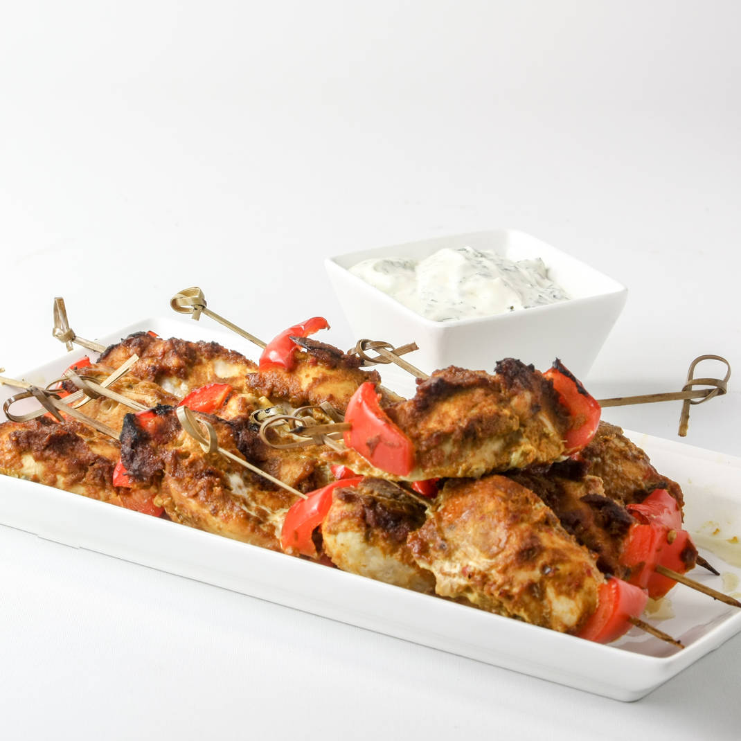 12 Tandoori Chicken Skewers with Dip