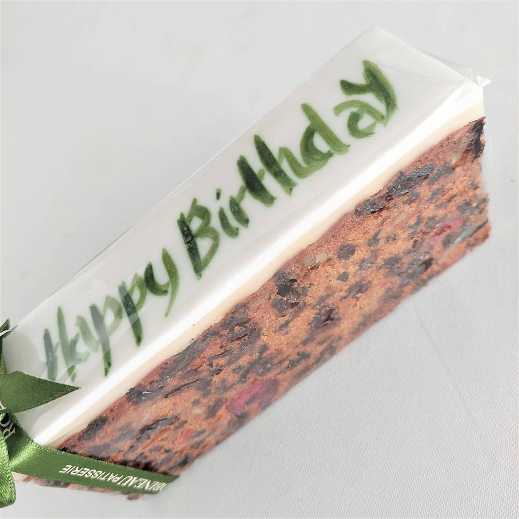 Happy Birthday Fruit Cake Portion