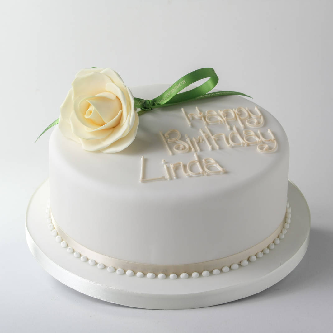 Iced Single Rose Stem Design (8 inch) Fruit Cake