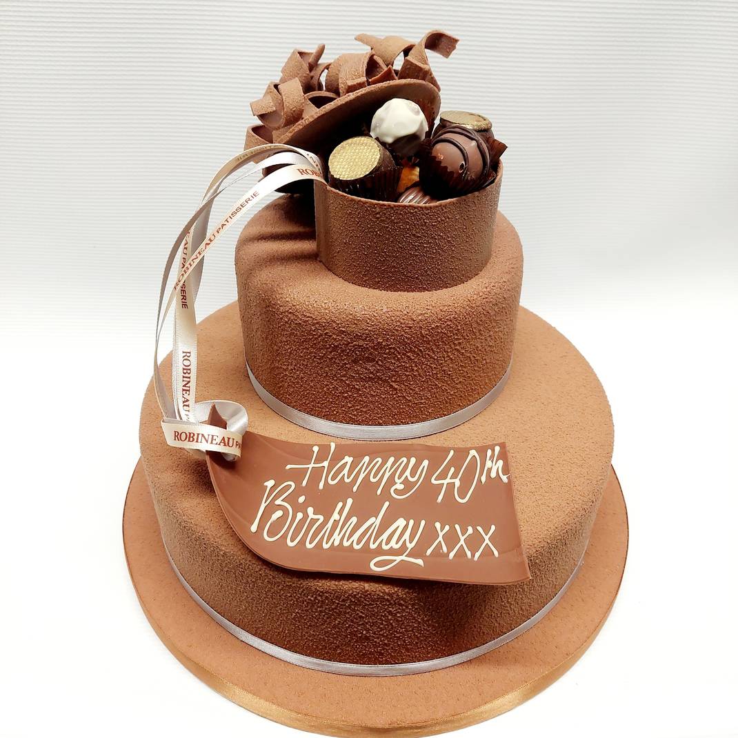 Two Tier Milk Chocolate Box Spray Design (10 and 6 inches)