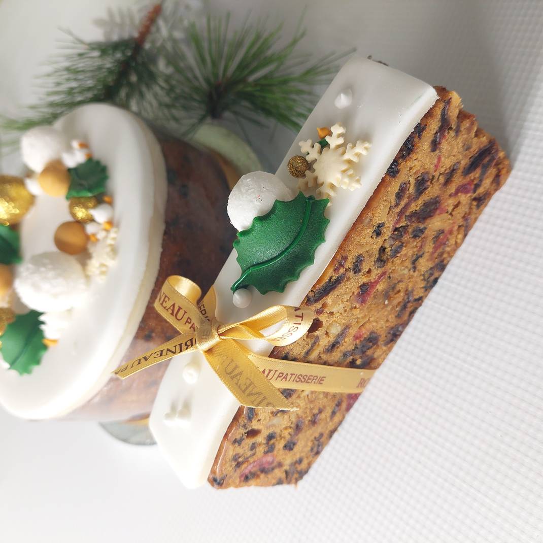 A Portion of Christmas Bauble Fruit Cake