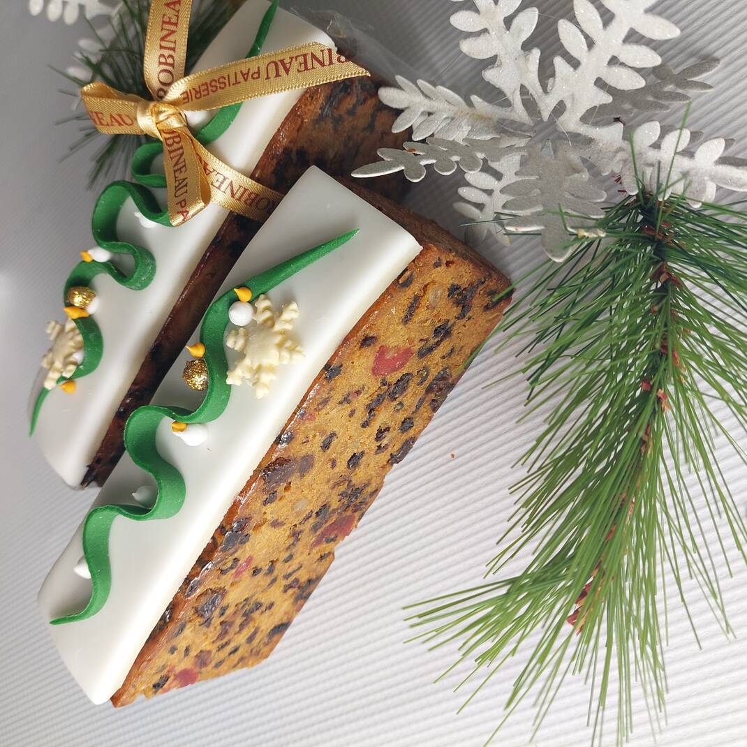 A Portion of Christmas Tree Fruit Cake