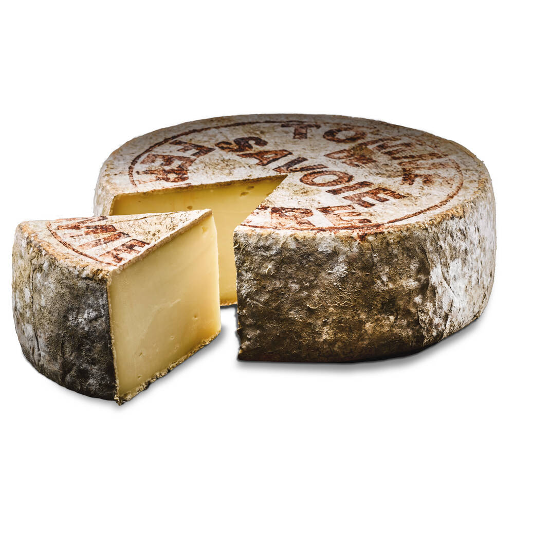 Tomme de Savoie Fermiere (a cut of whole cheese)