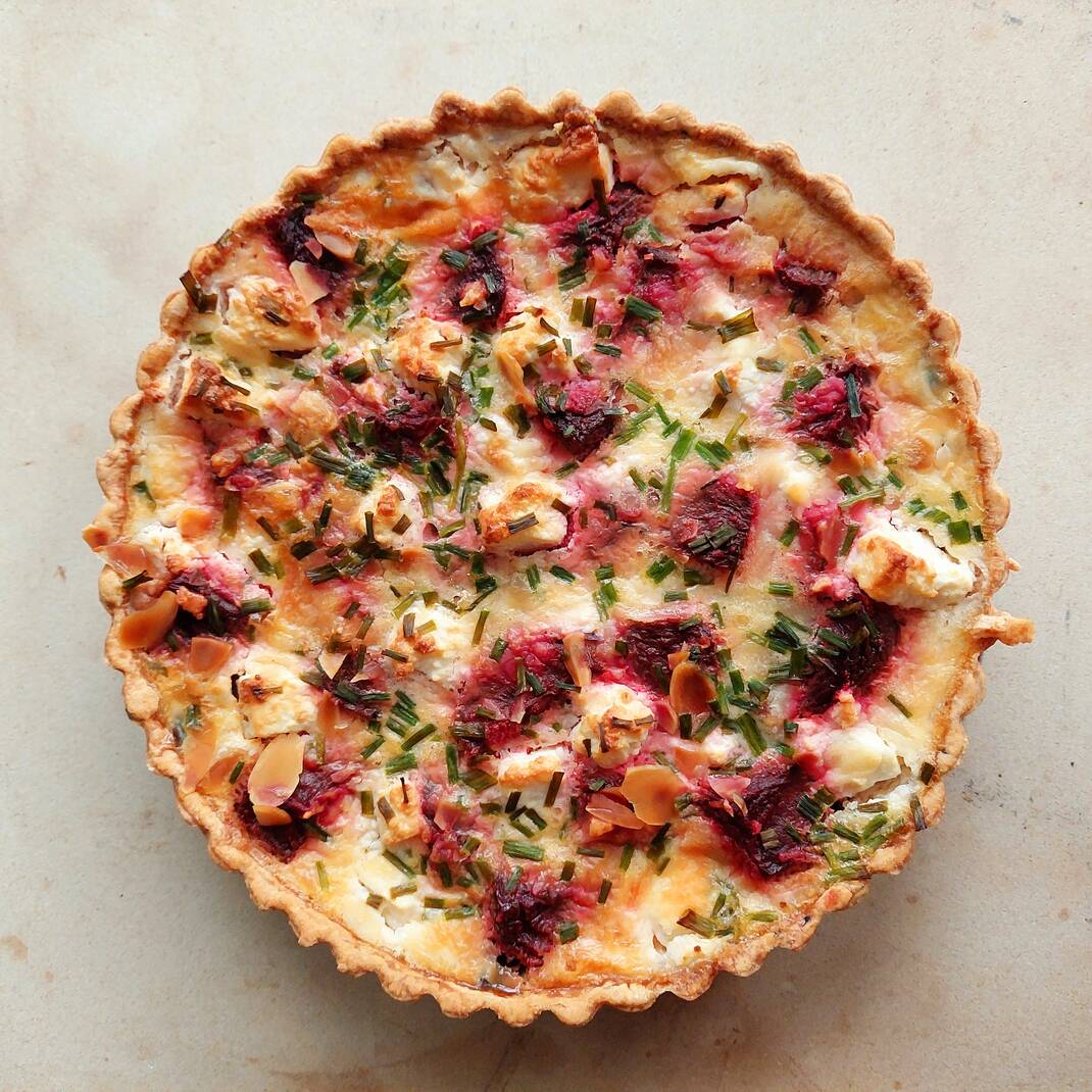 Roasted Beetroot, Feta, Red Onion and Toasted Almonds Quiche (Large)