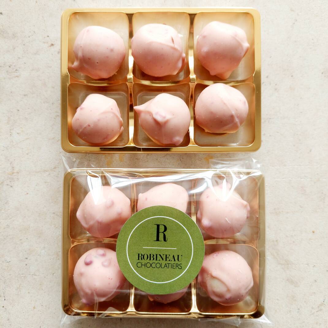 6 Pink Raspberry Truffles