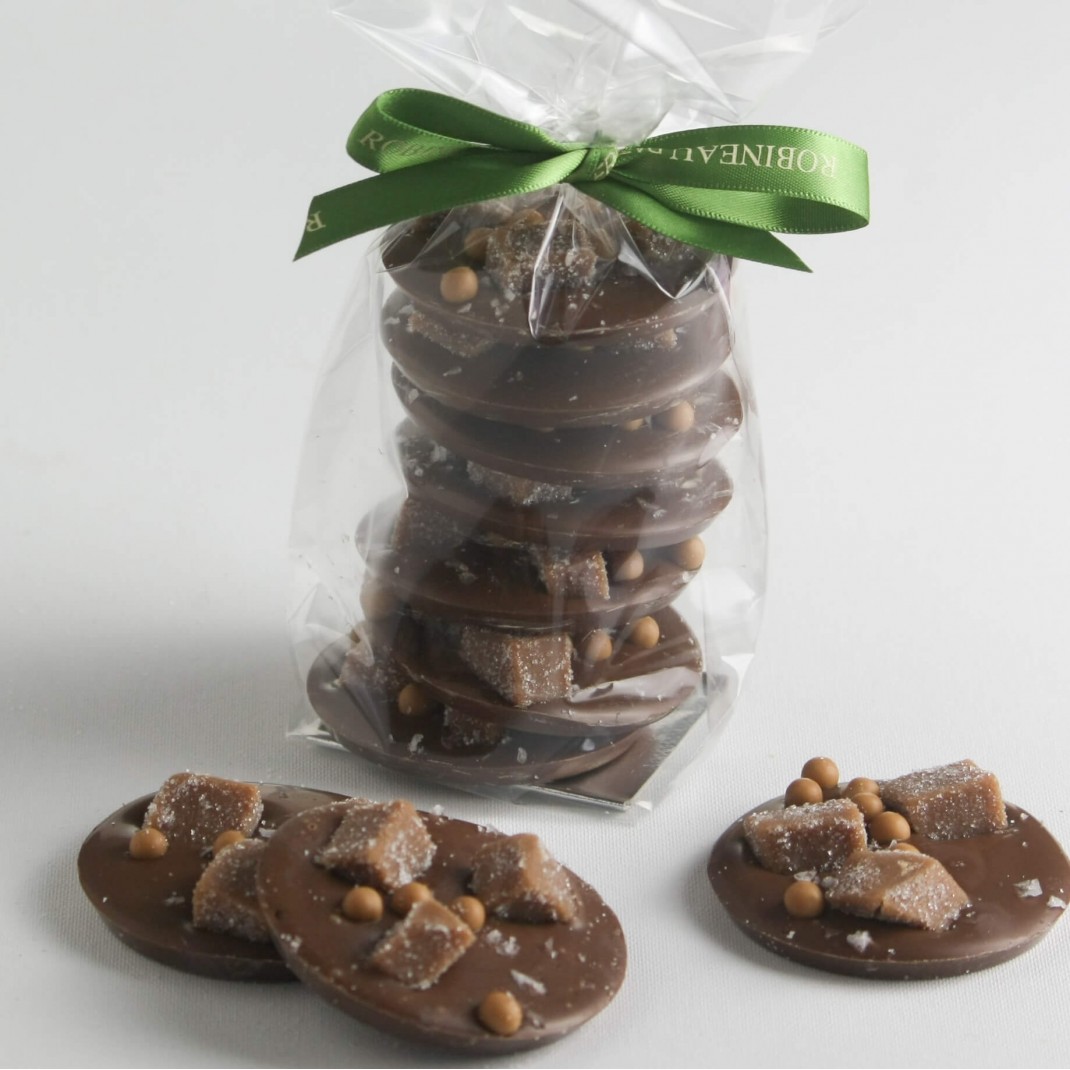 Milk Chocolate, Sea Salted Caramel Fudge Discs